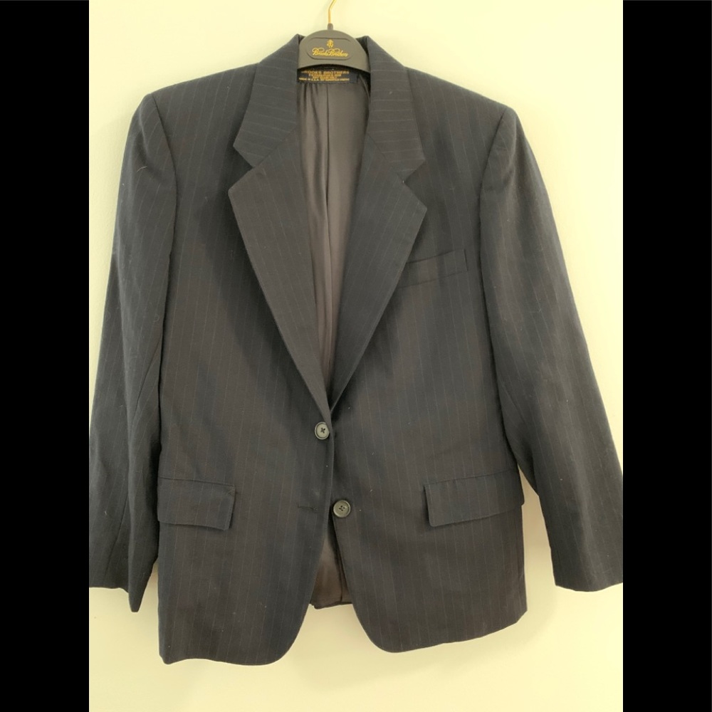 Navy pinstripe suit jacket